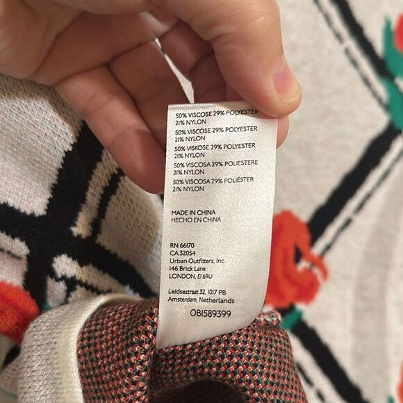 Anthro XXSP Maeve White Oversized Crop Crewneck Trellis Floral Pullover - Picture 17 of 17